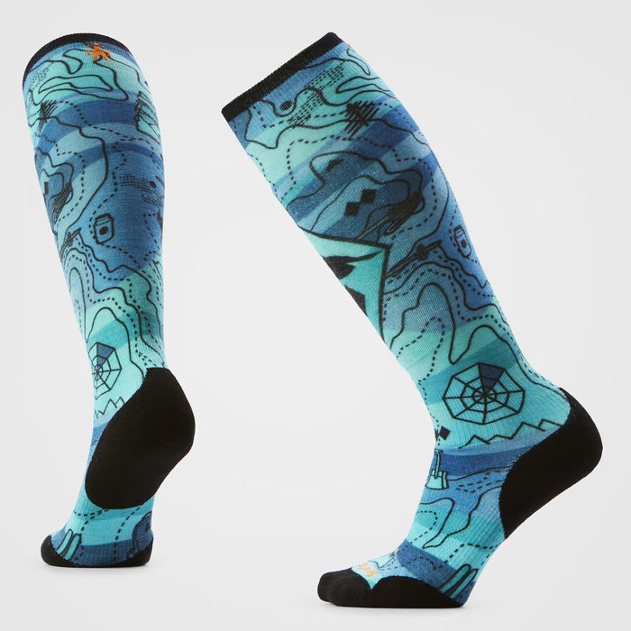 SMARTWOOL WOMENS SKI TARGETED CUSHION TOPO TREASURES PRINT OTC SOCKS