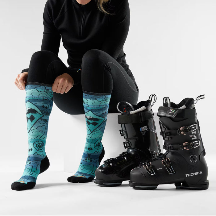 SMARTWOOL WOMENS SKI TARGETED CUSHION TOPO TREASURES PRINT OTC SOCKS