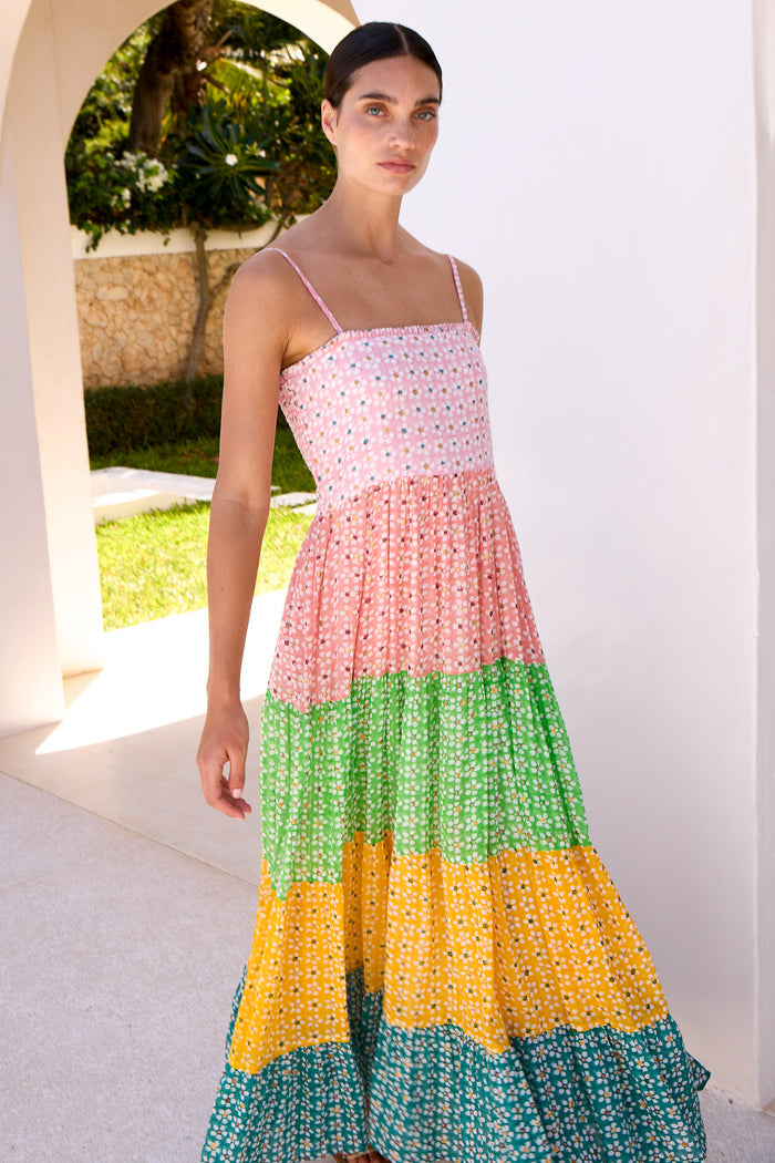 Smocked Back Maxi- Aster Pink