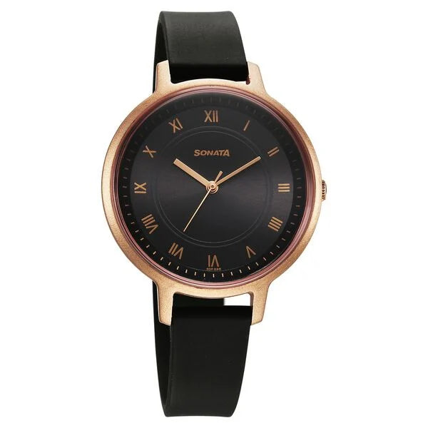 Sonata Splash Quartz Analog Black Dial Plastic Strap Watch for Women - Ashoka Watch Company