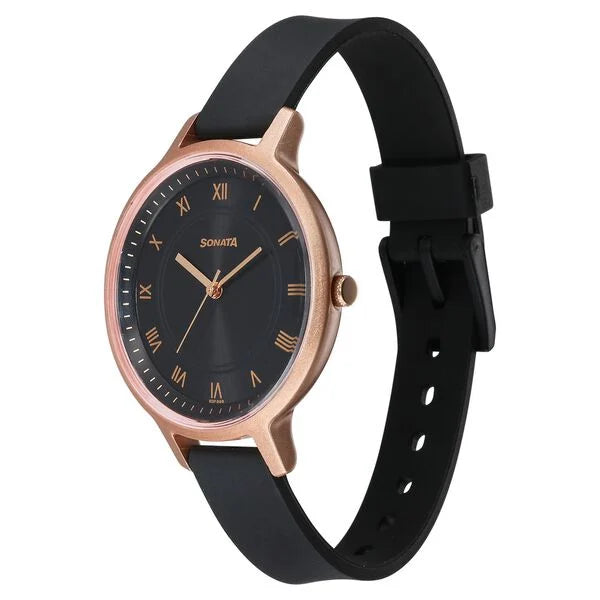 Sonata Splash Quartz Analog Black Dial Plastic Strap Watch for Women - Ashoka Watch Company