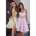 SPRING FEEL SHORT DRESS WITH CORSET AND MESH BODICE