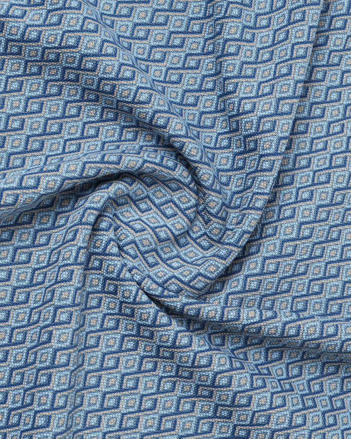 Steel Blue Printed Polo - Mini