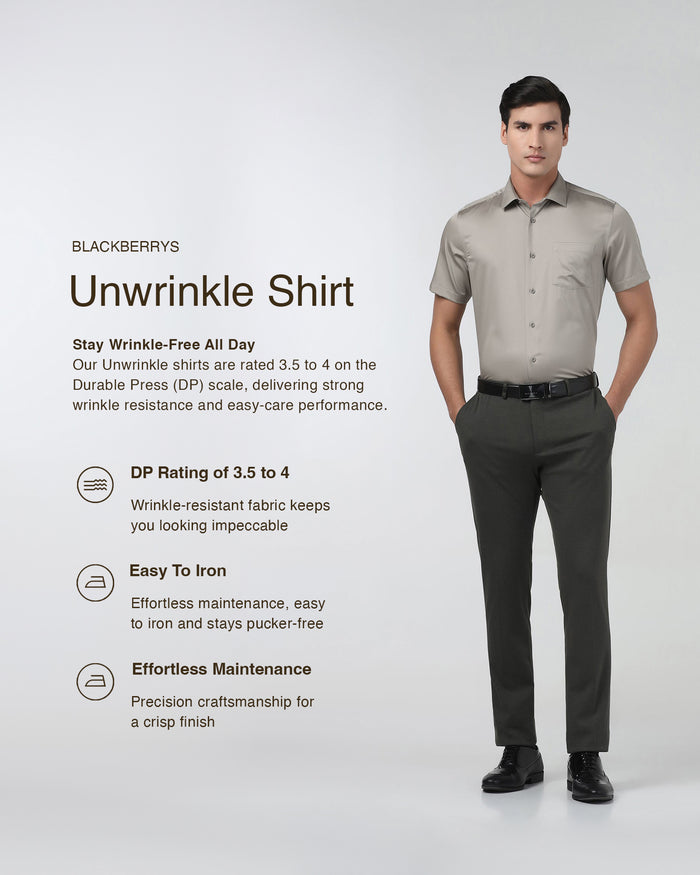 Stone Half Sleeve Unwrinkle Solid Shirt - Sylvia