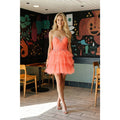 STRAPLESS BEADED BODICE SHORT TULLE COCKTAIL DRESS