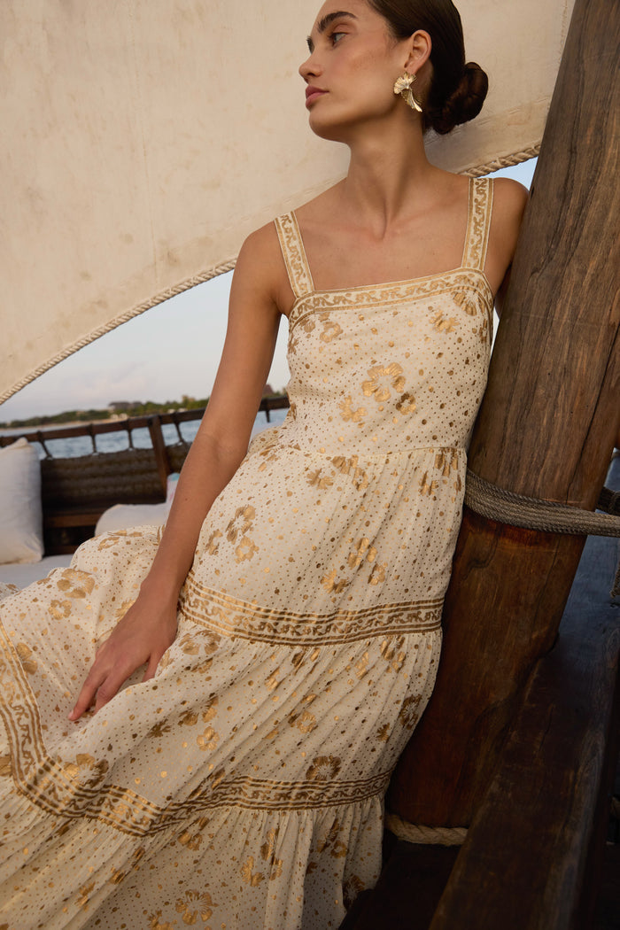 Strappy Maxi- Carlin Cream Gold