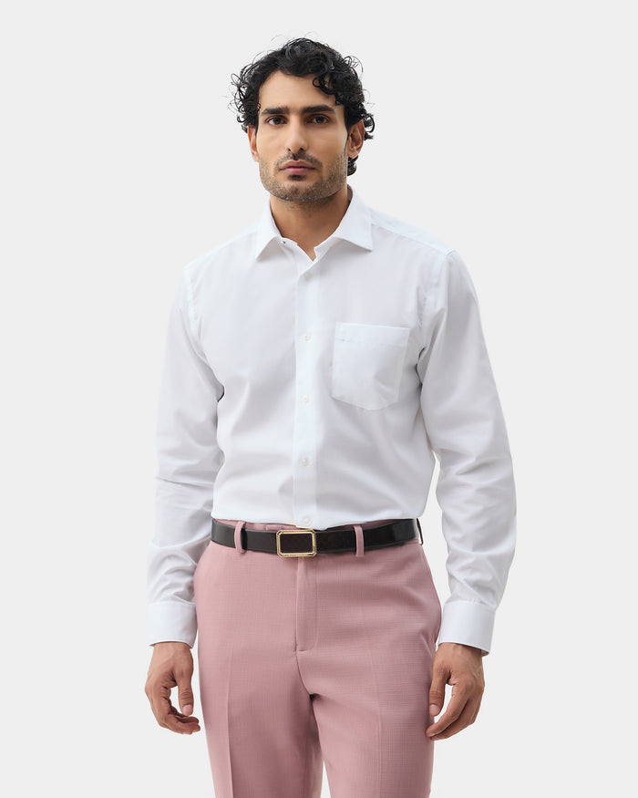 Super White Solid Shirt - Stand