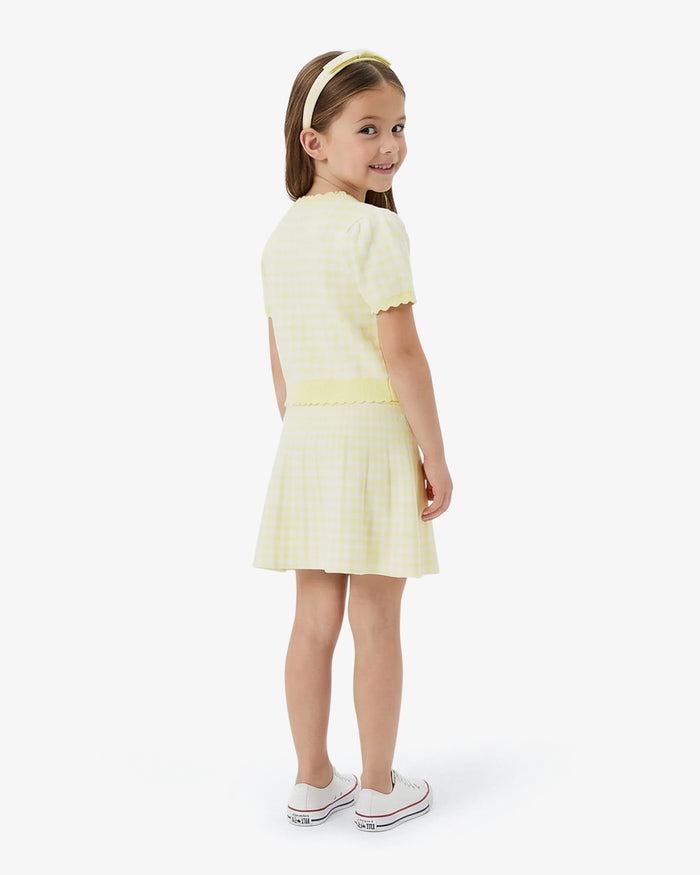 Sweater Knit Skirt Set with Headband in Yellow