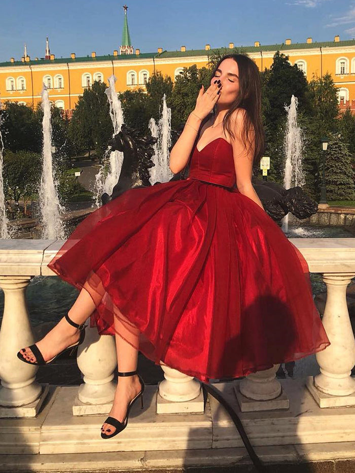 Sweethear Neck Short Burgundy Prom Dresses, Short Burgundy Formal Graduation Homecoming Dresses