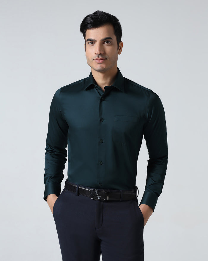 Teal Unwrinkle Solid Shirt - Sylvia