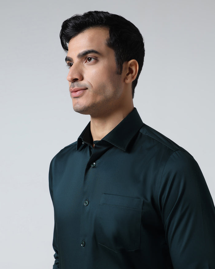 Teal Unwrinkle Solid Shirt - Sylvia