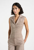 thea-mesh-ruched-waistcoat-mushroom