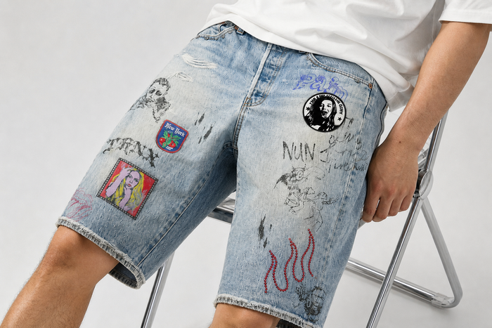Thnx For Nothing - Anime Jorts - Blue - Clique Apparel