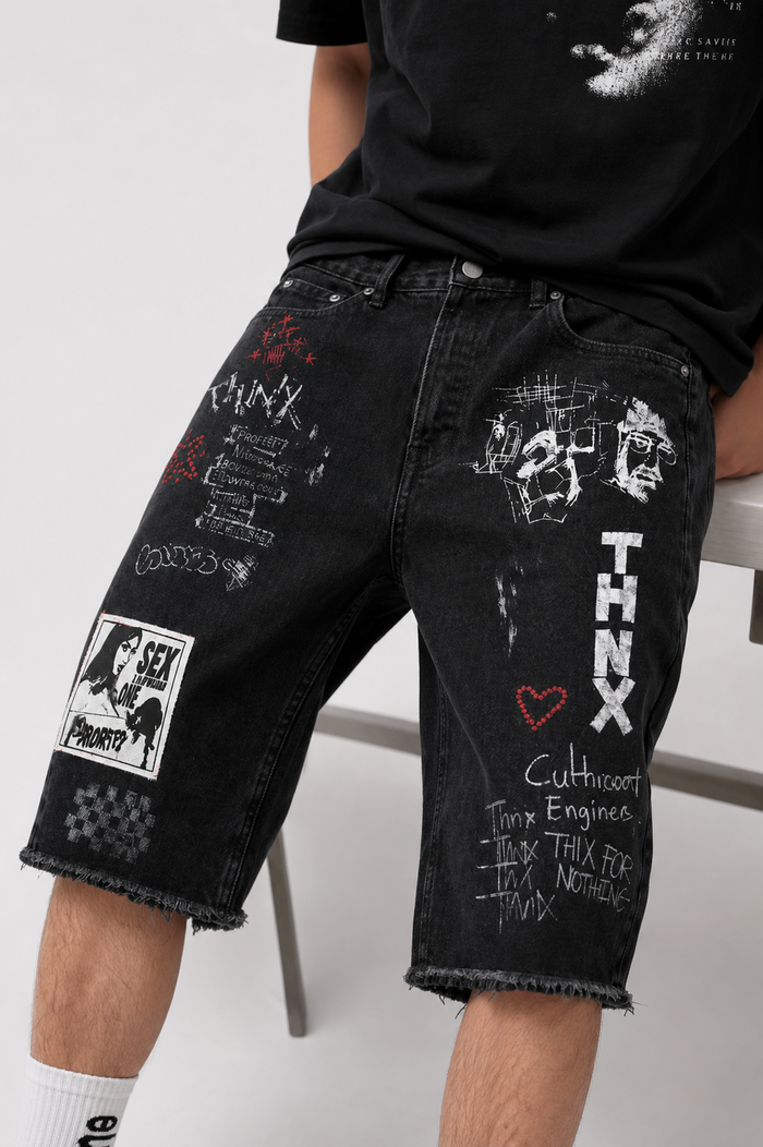 Thnx For Nothing - Lovers Denim Jorts - Black - Clique Apparel