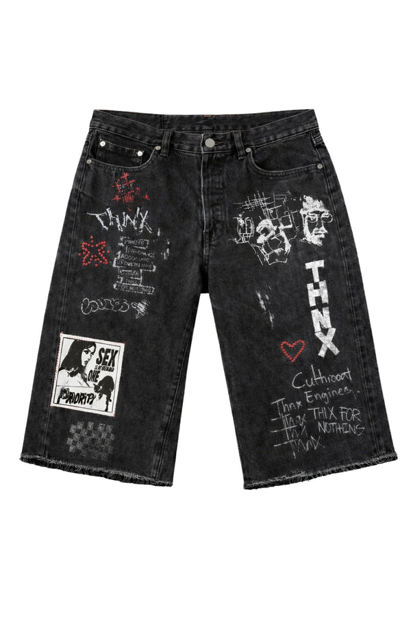 Thnx For Nothing - Lovers Denim Jorts - Black - Clique Apparel