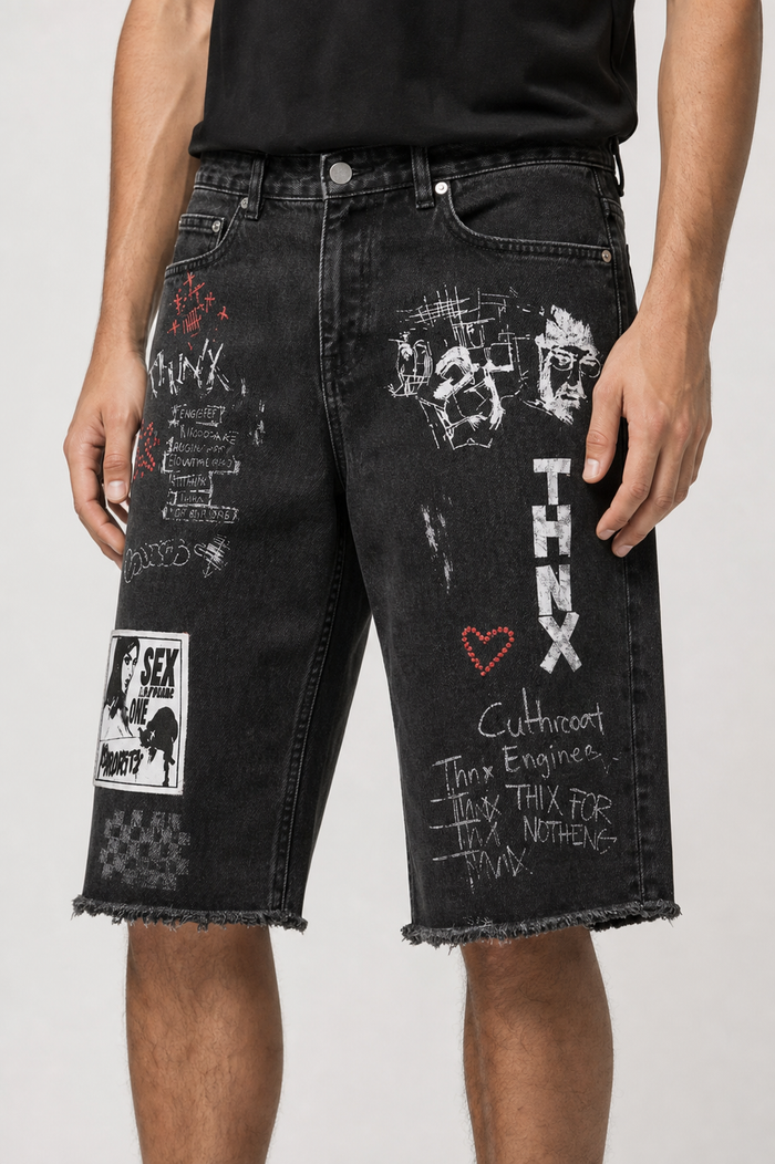 Thnx For Nothing - Lovers Denim Jorts - Black - Clique Apparel