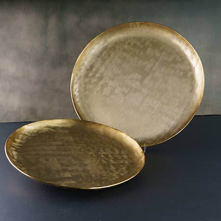 Tray, Gold Round Etched 14"