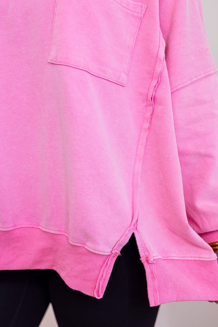 pink cotton mineral washed pullover