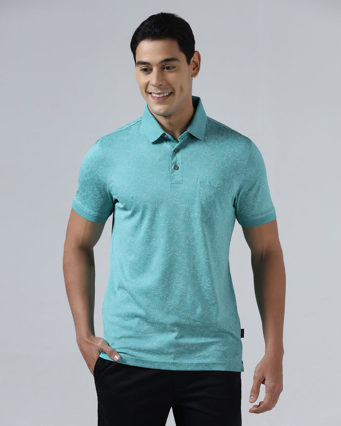 Turquoise Printed Polo - Dane