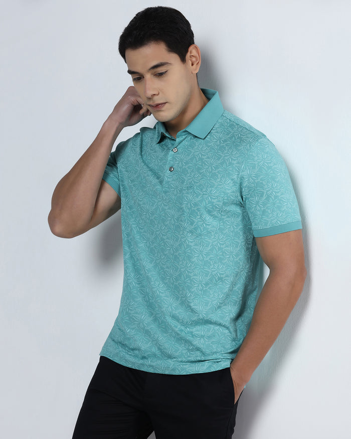 Turquoise Printed Polo - Dane