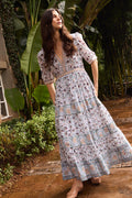 V-Neck Cuffed Maxi- Cotswold Green