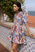 V-Neck Puff Mini- Chennai Cobalt
