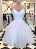 V Neck Short White Prom Dresses, Short White Homecoming Dresses, Graduation Dresses, Formal Dresses