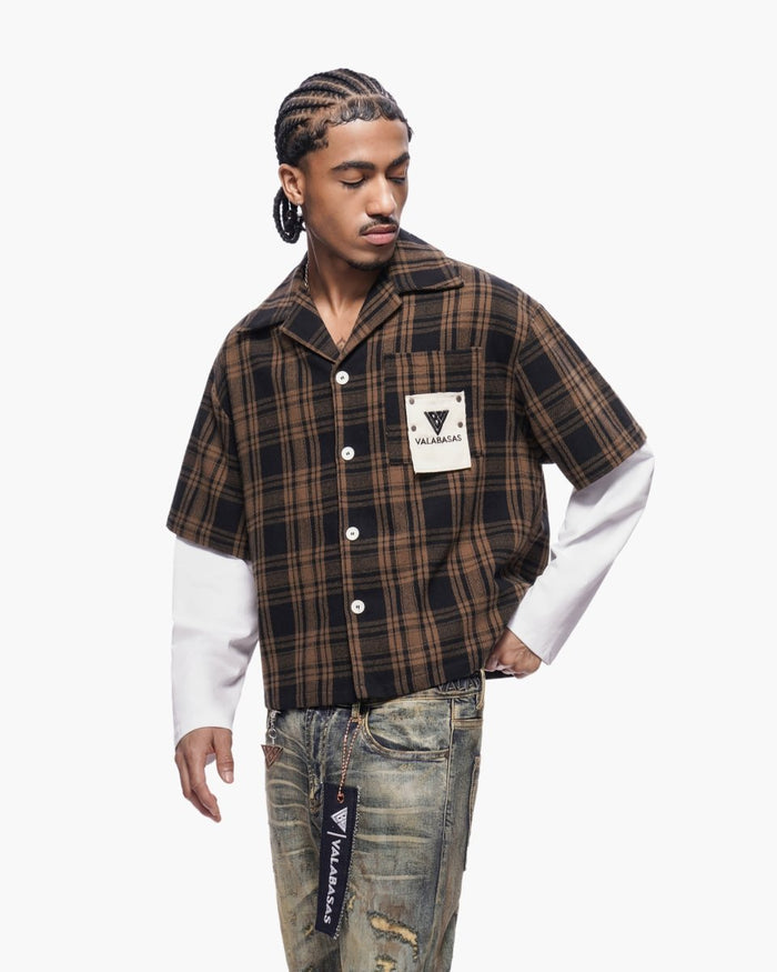 Valabasas - Rip Layered Flannel - Brown VLBS-VBD2-1021 - Clique Apparel