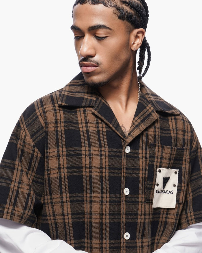 Valabasas - Rip Layered Flannel - Brown VLBS-VBD2-1021 - Clique Apparel