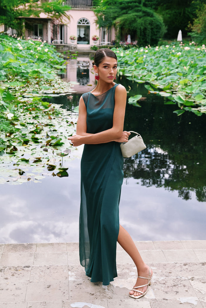 Vestido Stella Petróleo maxi fluido de Lady Pipa para invitada de boda.
