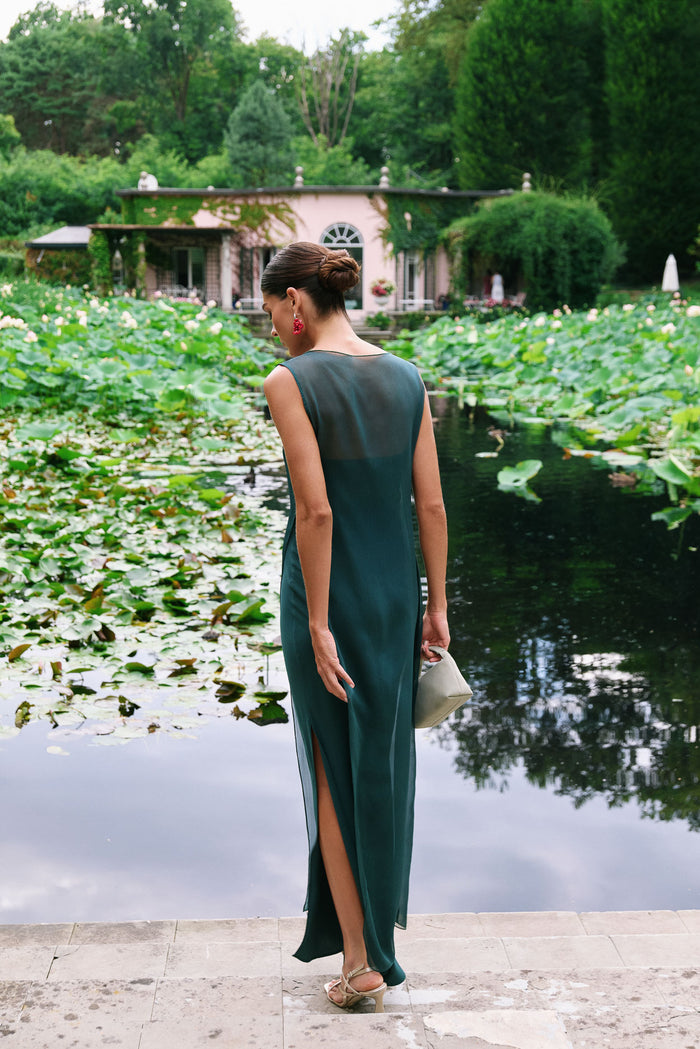 Vestido Stella Petróleo maxi fluido de Lady Pipa para invitada de boda.