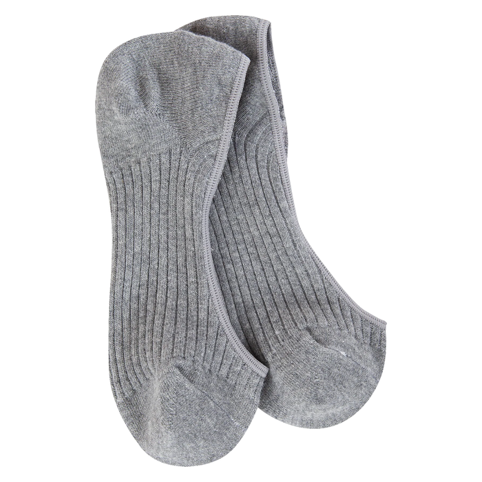 A pair of gray Weekend liner socks designed for low cut shoes, made from a blend of cotton, polyester, and spandex.