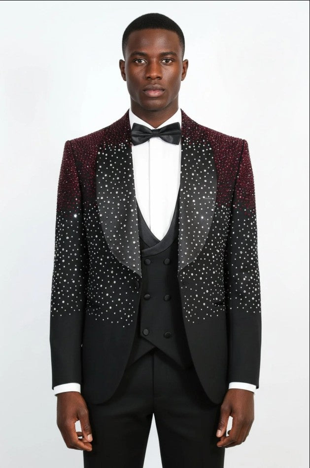 40/Black, Burgundy, Ombre Rhinestone