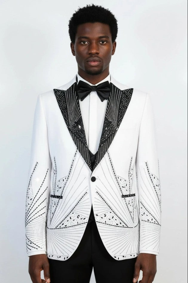 40/White, Black, Sunburst Rhinestone