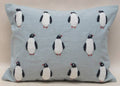 Whimsical Penguin Blue Embroidered Pillow 12x16 with insert
