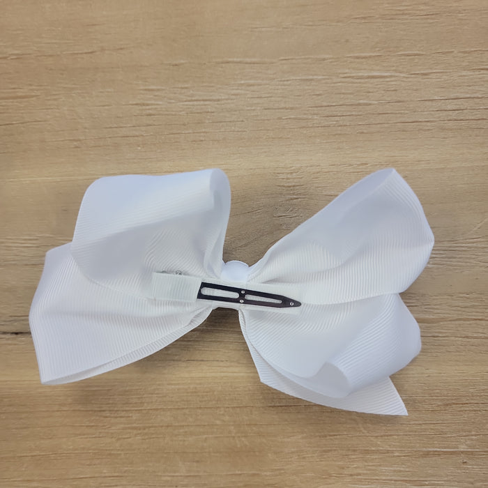White ribbon bow hair clip.
