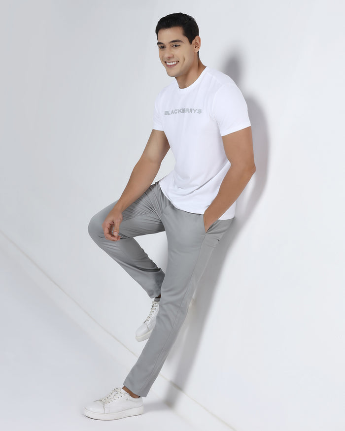 White Crew Neck Printed T-Shirt - Jean