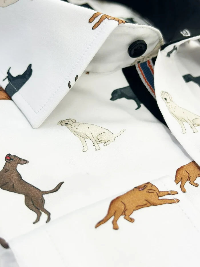 White Dog Print with Matching Handkerchief-Makrom