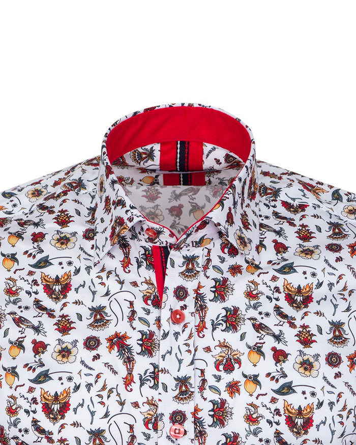 White Floral Print with Matching Handkerchief-Makrom