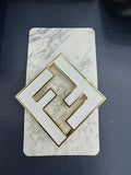 White Geometric Brooch