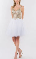 White & Gold Mini Dress