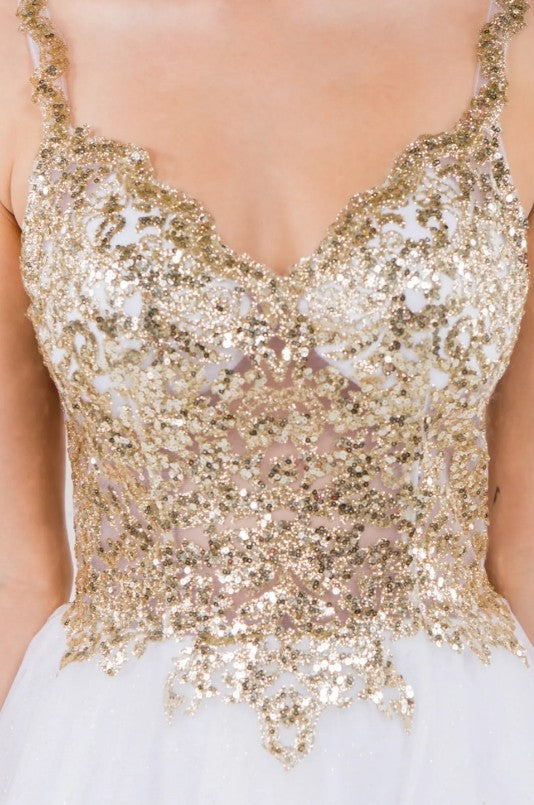 White & Gold Mini Dress