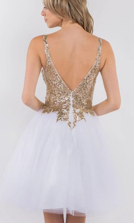 White & Gold Mini Dress
