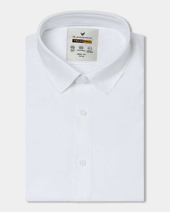 White Half Sleeve TechPro Textured Shirt - Henry