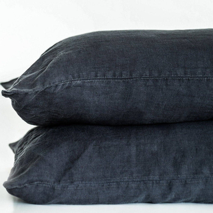 White Linen Pillowcases Queen Standard (Set of 2)