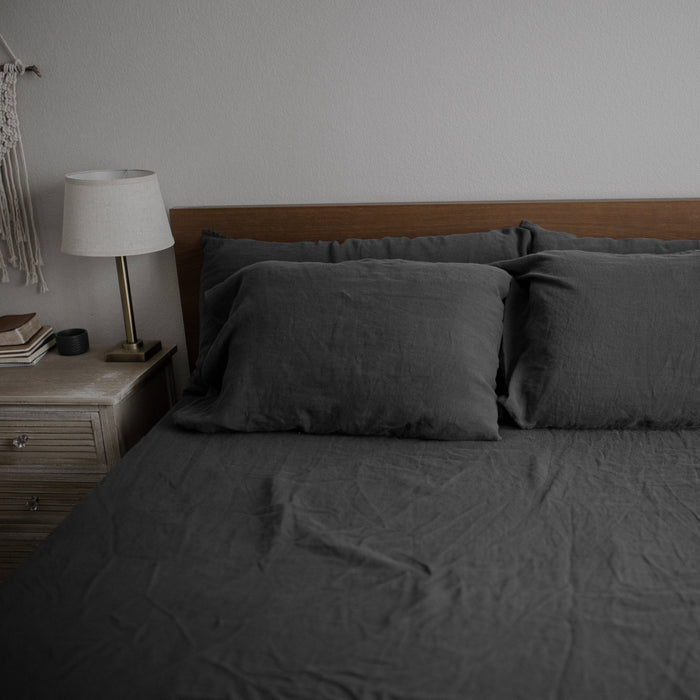 White Linen Pillowcases Queen Standard (Set of 2)