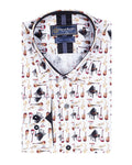 White Orchestra Instrument Print Shirt with Matching Handkerchief-Makrom