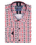 White Playing Card Symbols Print with Matching Handkerchief-Makrom