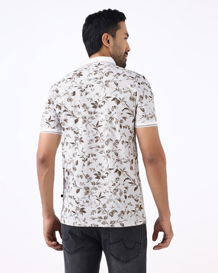 White Printed Polo - Neru