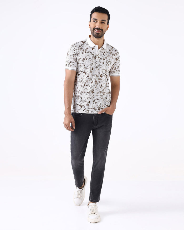 White Printed Polo - Neru